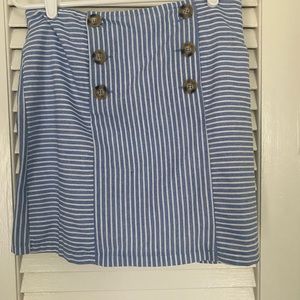 Blue and White Striped Mini Skirt